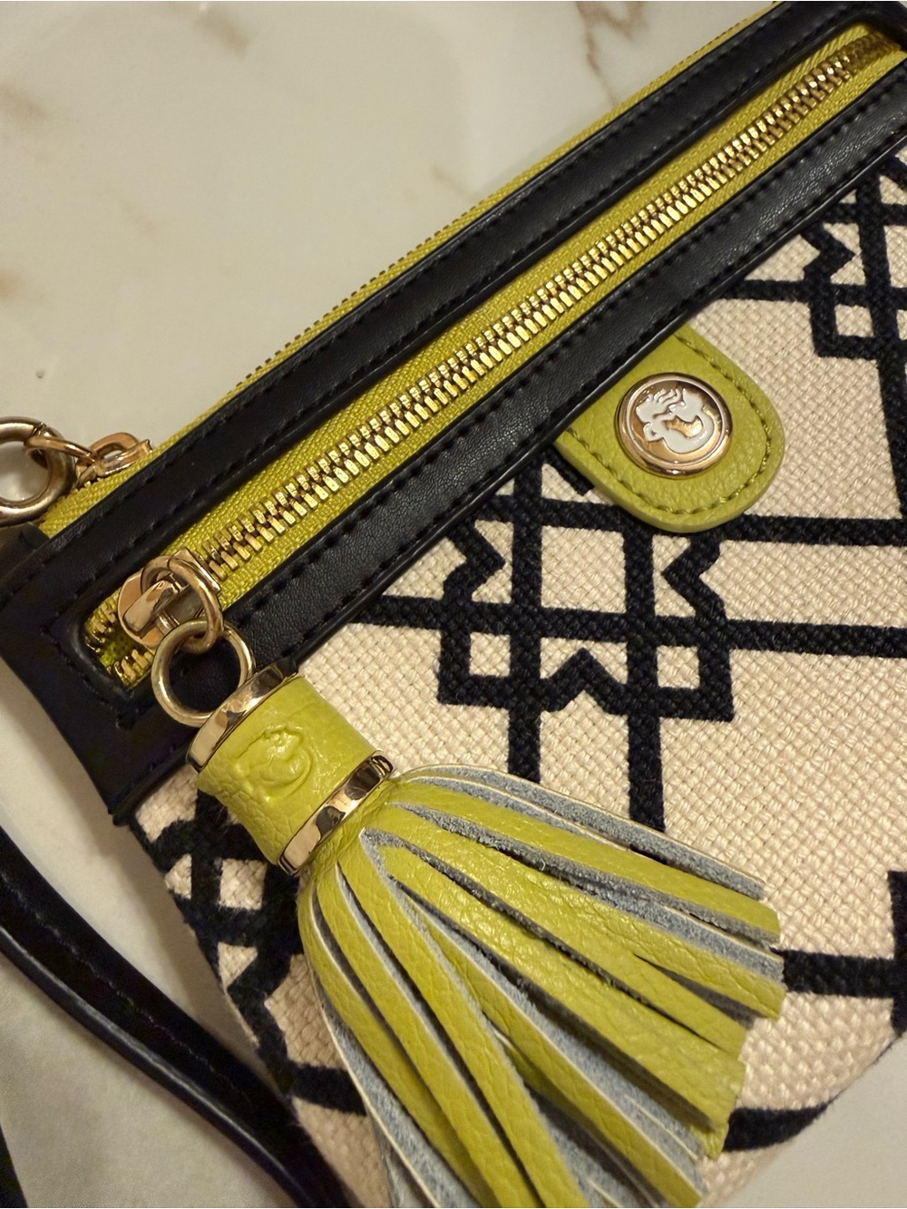 Spartina 449 Daufuskie Island Linen Leather Wristlet Geometric Tassel